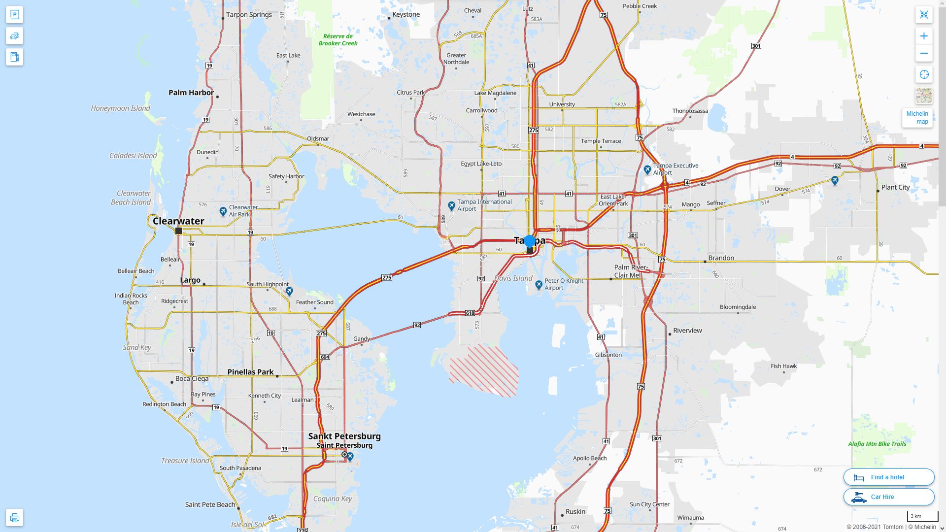 Tampa Florida Highway and Road Map